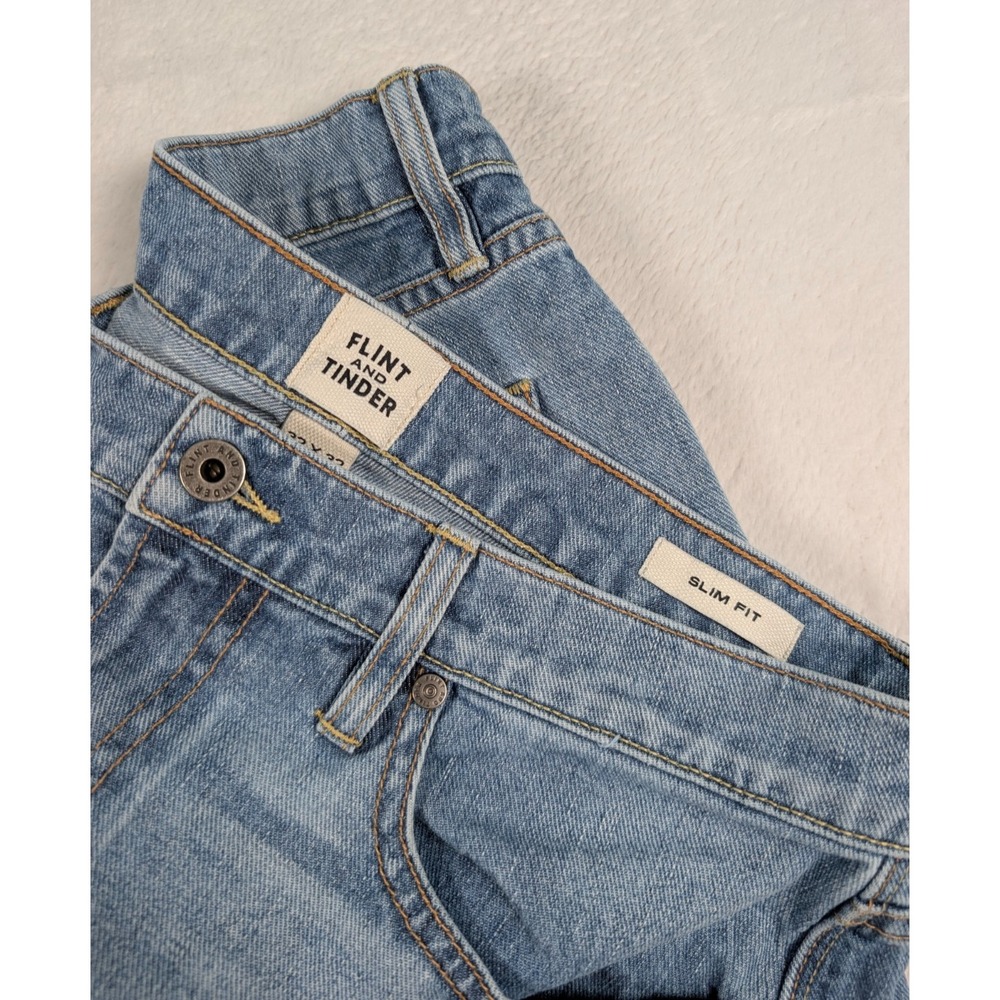 Flint and Tinder Slim Fit Jeans Mens 32/26 Med Wash Blue Denim